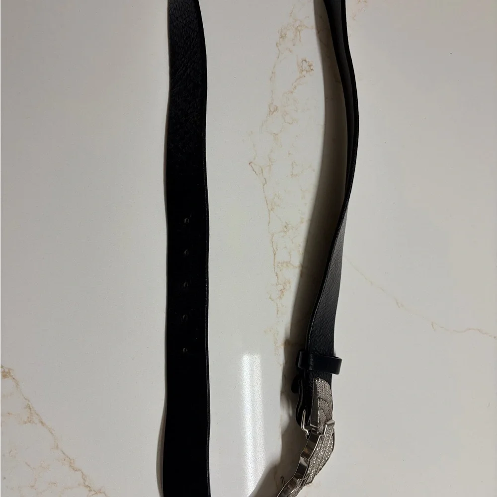 Harley-Davidson Black Belt with Silver Winged Shield Set of 2 - Picture 2 of 6
